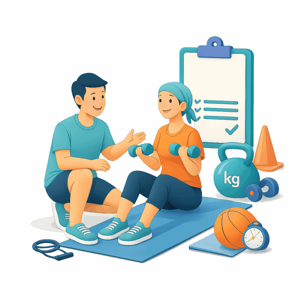 Illustration für Bewegungstherapie mit Personen bei therapeutischen Bewegungsübungen.